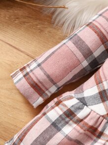 Đầm em bé Nút Xù Viên lá sen kẻ sọc Dễ thương - Bụi hồng - Xem 3