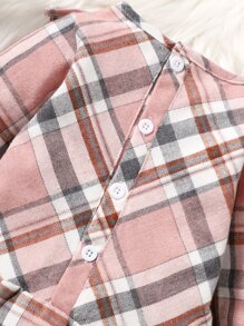 Đầm em bé Nút Xù Viên lá sen kẻ sọc Dễ thương - Bụi hồng - Xem 4