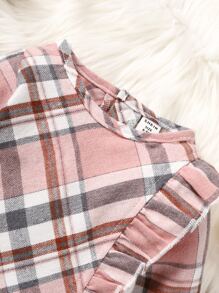 Đầm em bé Nút Xù Viên lá sen kẻ sọc Dễ thương - Bụi hồng - Xem 5