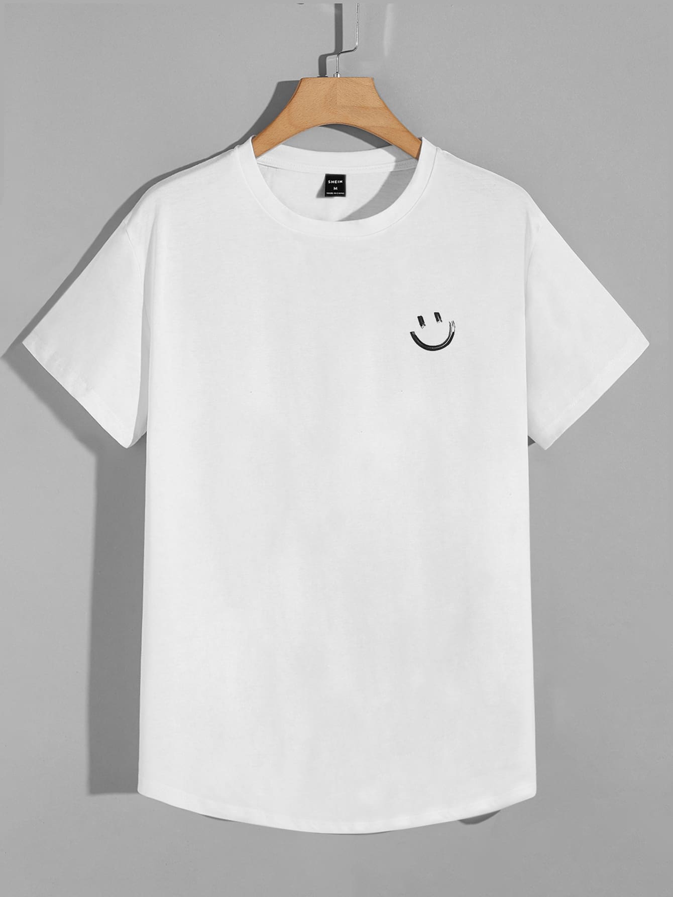 Manfinity RebelGame Men T-Shirts Fit Crew Neck Drop Shoulder Short Sleeve Graphic Tee Casual Cute Tops Summer Polyester - White - View 1