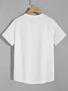 Manfinity RebelGame Men T-Shirts Fit Crew Neck Drop Shoulder Short Sleeve Graphic Tee Casual Cute Tops Summer Polyester - White - View 2