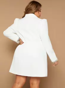 SHEIN SXY Áo vest Plus size Nút phía trước màu trơn Thanh lịch - trắng - Xem 2