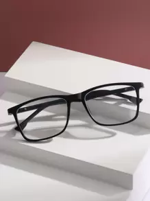 Men Square Frame Eyeglasses Clear Glasses Accessories - Black - View 2