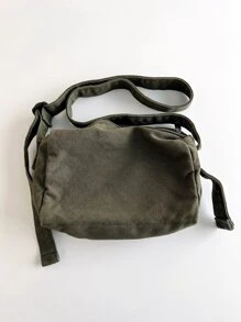 Fashionable Canvas Crossbody Bag, Portable & Foldable With Zipper Closure, Perfect For Women's Daily Commuting, School, Shopping And Casual Outings, Front Pocket For Small Items Like Keys And Phone