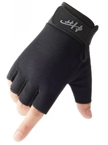 1pair Non-Slip Half-Finger Cycling Gloves,Suitable For Cycling,Riding Motorcycle And Skiing,Black Gloves - Black - View 3