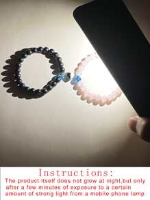 2入組情侶夜光磁性愛心掛飾串珠手鏈 - 彩色 - 查看 6