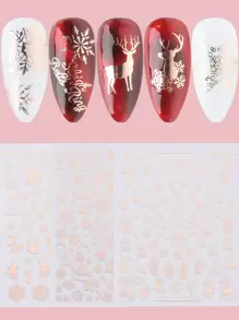 FULL BEAUTY 3sheets Christmas Cartoon Graphic Nail Art Sticker - Rose Gold - View 1