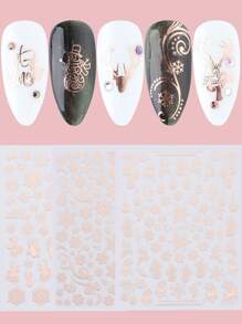 FULL BEAUTY 3sheets Christmas Cartoon Graphic Nail Art Sticker - Rose Gold - View 2
