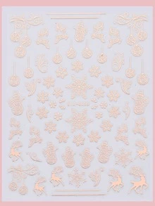FULL BEAUTY 3sheets Christmas Cartoon Graphic Nail Art Sticker - Rose Gold - View 4