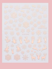 FULL BEAUTY 3sheets Christmas Cartoon Graphic Nail Art Sticker - Rose Gold - View 6