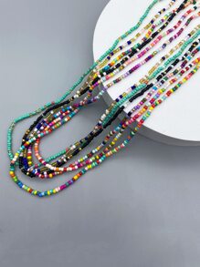Collar de cuentas al azar de moda y popular de 6 piezas para hombres para vacaciones y para una apariencia elegante - Multicolor - Ver 2