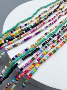 Collar de cuentas al azar de moda y popular de 6 piezas para hombres para vacaciones y para una apariencia elegante - Multicolor - Ver 3