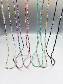 Collar de cuentas al azar de moda y popular de 6 piezas para hombres para vacaciones y para una apariencia elegante - Multicolor - Ver 4