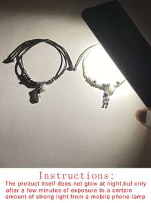 ATLVXJL 2pcs Couple Glow In The Dark Astronaut Charm Bracelet - Multicolor - View 7