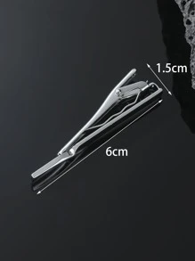 1個簡約設計銀色領帶夾,適用於男士日常佩戴 - 銀色 - 查看 3