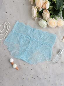 Plus Floral Lace Panty - Baby Blue - View 4