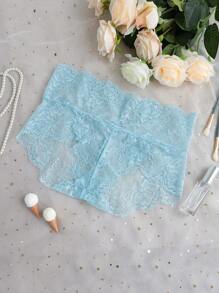 Plus Floral Lace Panty - Baby Blue - View 3