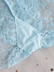 Plus Floral Lace Panty - Baby Blue - View 7