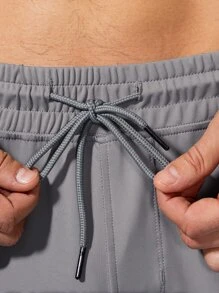 G Gradual Men Drawstring Waist Zipper Pocket Sports Trousers - Light Grey - View 5