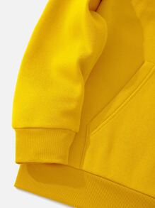 Áo nỉ Nam Túi Dây kéo Hoạt hình Slogan Giải trí - Màu vàng - Xem 6