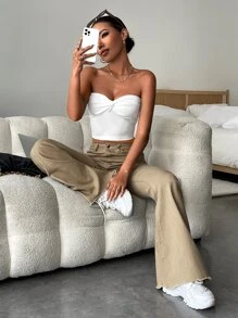 SHEIN Essnce Twist Front Crop Tube Top - White - View 4