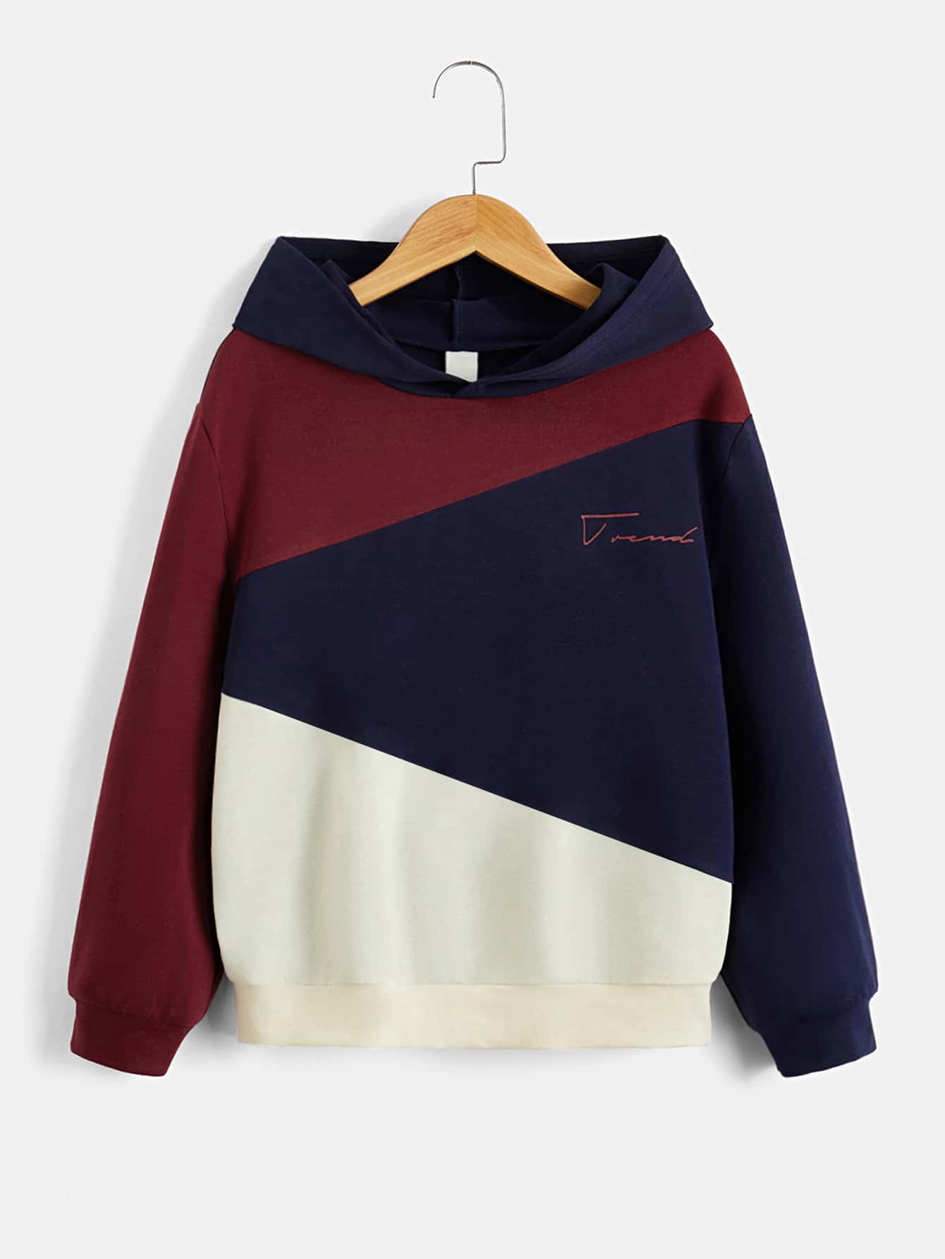 SHEIN Boys Letter Graphic Colourblock Hoodie - Multicolor - View 1