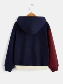 SHEIN Boys Letter Graphic Colourblock Hoodie - Multicolor - View 2