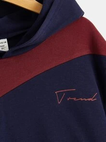 SHEIN Boys Letter Graphic Colourblock Hoodie - Multicolor - View 3