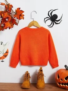 SHEIN Niñas Jersey Halloween expresión - Naranja - Ver 2