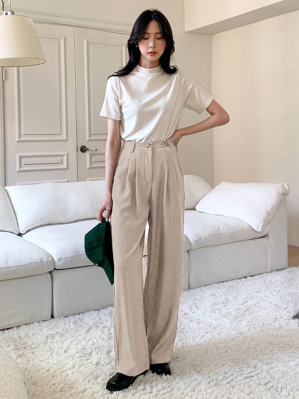 Casual Business Solid Color Loose Fit Regular Pants,Women Dress Pants