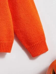 SHEIN Niñas Jersey Halloween expresión - Naranja - Ver 4