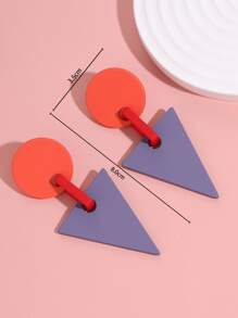 Bông tai thả trang trí hình tròn & tam giác hai tông màu - Nhiều màu - Xem 5