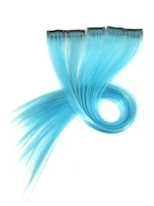 5 cái kẹp trong phần mở rộng tóc tổng hợp dài thẳng - Màu xanh lam - Xem 3
