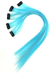 5 cái kẹp trong phần mở rộng tóc tổng hợp dài thẳng - Màu xanh lam - Xem 6