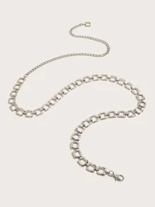 方形裝飾鏈條腰帶 - 銀色 - 查看 4