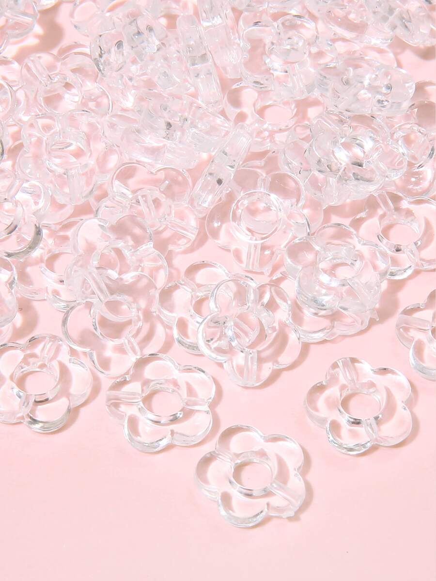 beadia 60 顆/套花朵設計 DIY 壓克力珠 - 無色 - 查看 1
