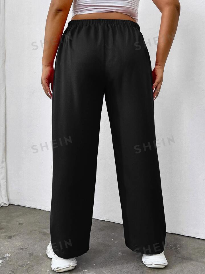 SHEIN EZwear Plus High Waist Plicated Detail Pants | SHEIN USA