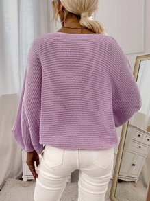 SHEIN Essnce Dolman Sleeve Pearl Beaded Jumper - Lilac Purple - View 2