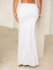 SHEIN SXY Cut Out Waist Maxi Mermaid Skirt - White - View 3