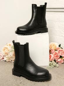 SHUZIA Closed Toe Pull On Chelsea Boots - Black - View 2