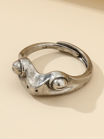 1 pieza anillo con diseño de rana, joyería de cobre