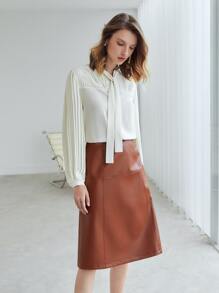 MOTF PREMIUM PU LEATHER STRAIGHT SKIRT - Rust Brown - View 6