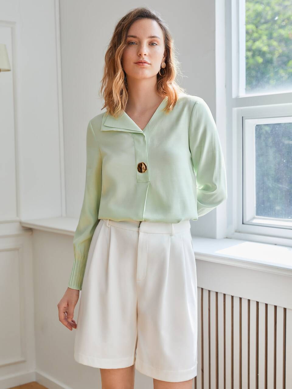 MOTF VISCOSE ASYMMETRICAL NECK BLOUSE