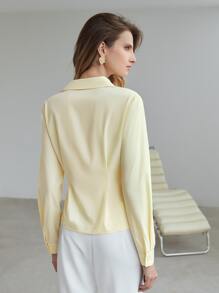 MOTF PREMIUM SURPLICE NECK TOP - Yellow - View 3