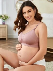 SHEIN Reggiseno per l"allattamento ruched per maternità, confezione da 3 per donne in stato interessante