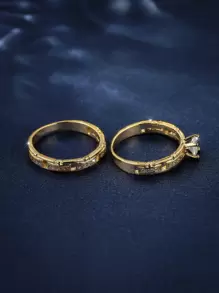 Vanel 2pcs Rhinestone Decor Ring