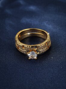 Vanel 2pcs Rhinestone Decor Ring