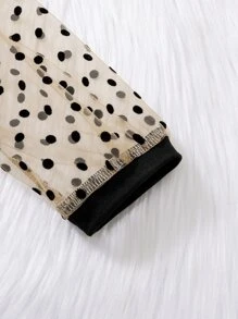 Toddler Girls Polka Dot Print Ruffle Trim Mesh Hem Dress - Multicolor - View 3