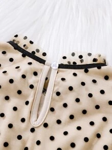 Toddler Girls Polka Dot Print Ruffle Trim Mesh Hem Dress - Multicolor - View 5