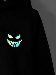 Toddler Boys Reflective Cartoon Graphic Hooded Jacket - Black - View 5